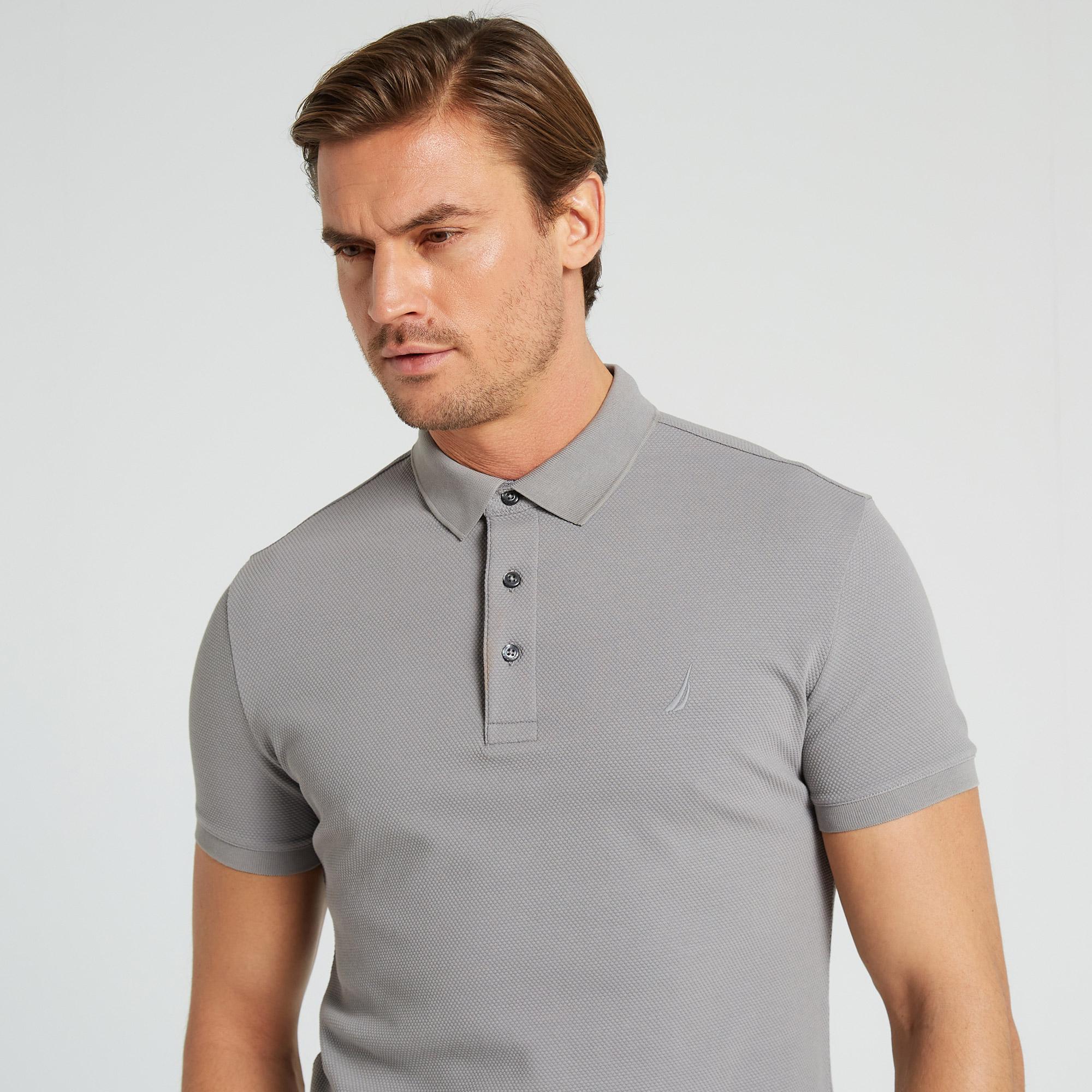 Nautica Erkek Gri Slim Fit Kısa Kollu Polo