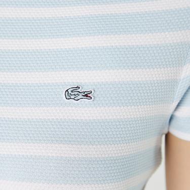  Kadın Slim Fit Bisiklet Yaka Çizgili Mavi T-Shirt