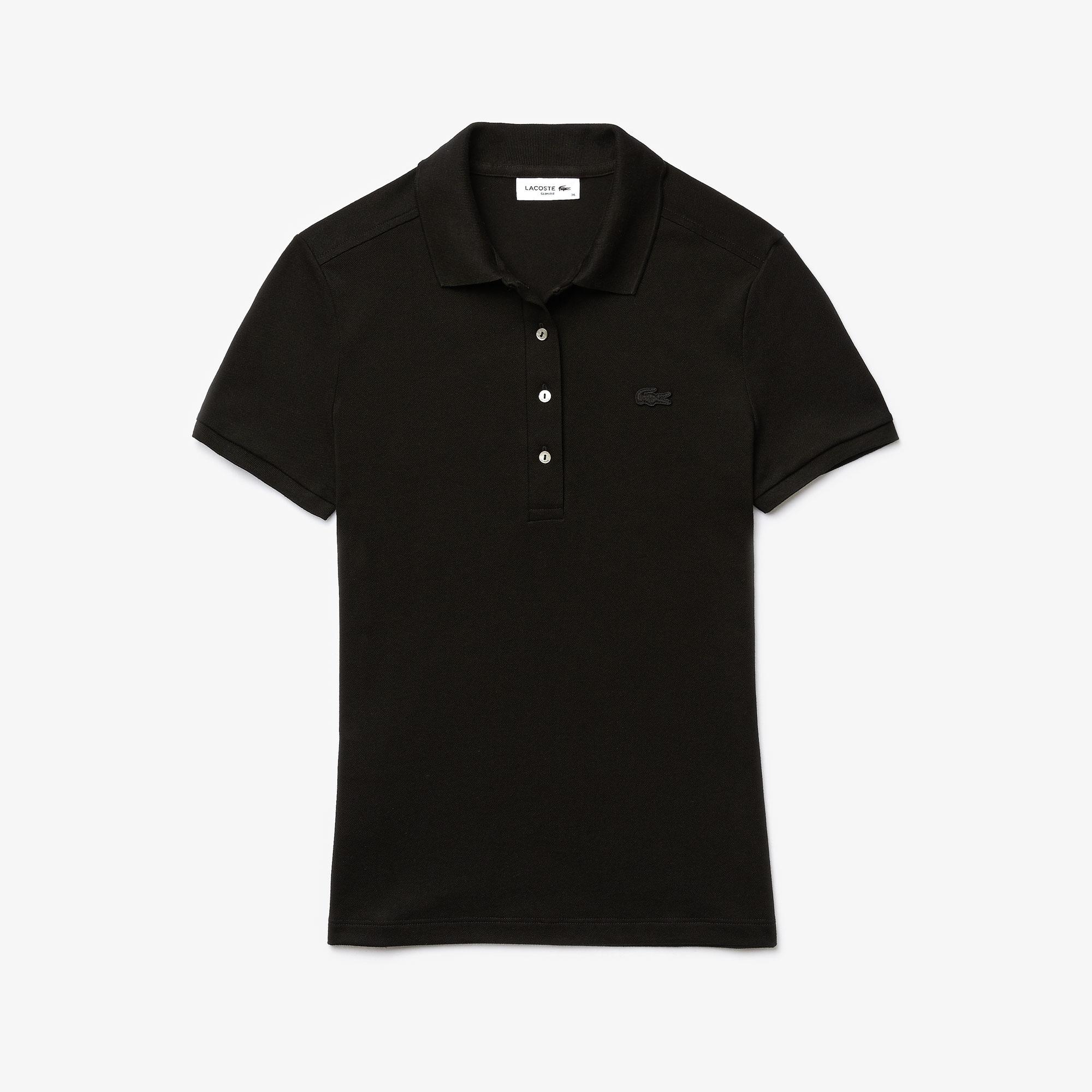 Lacoste L.12.D Kadın Slim Fit Siyah Polo