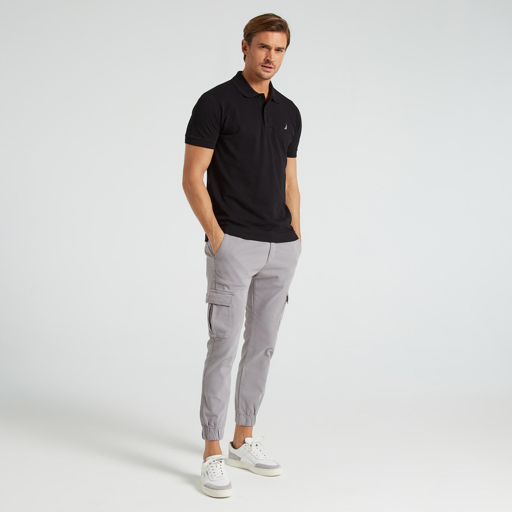 Nautica Erkek Siyah Classic Fit Kısa Kollu Polo Yaka T-Shirt