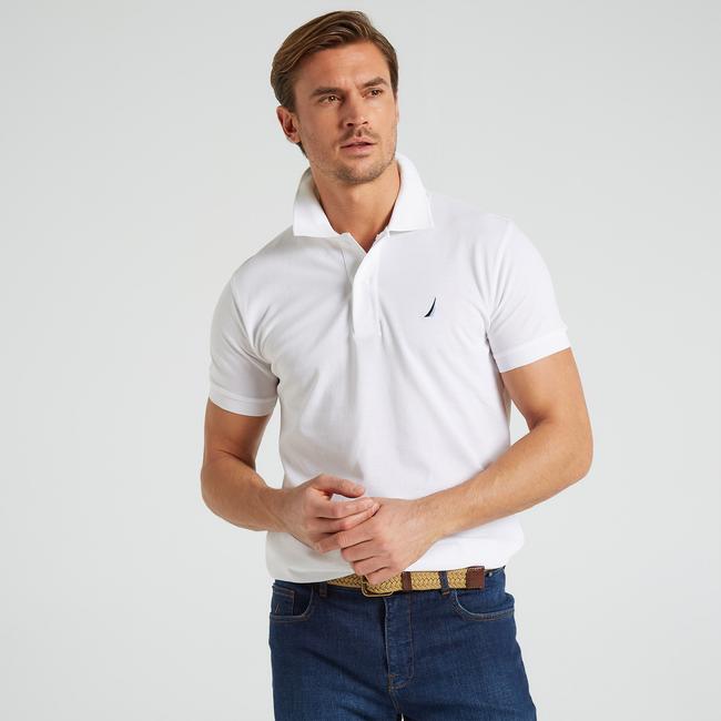  Nautica Erkek Beyaz Classic Fit Kısa Kollu Polo Yaka T-Shirt