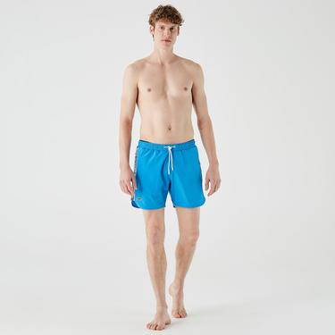  Lacoste Erkek Baskılı Mavi Mayo Şort