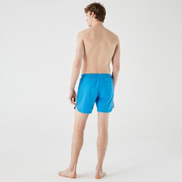  Lacoste Erkek Baskılı Mavi Mayo Şort