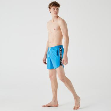  Lacoste Erkek Baskılı Mavi Mayo Şort