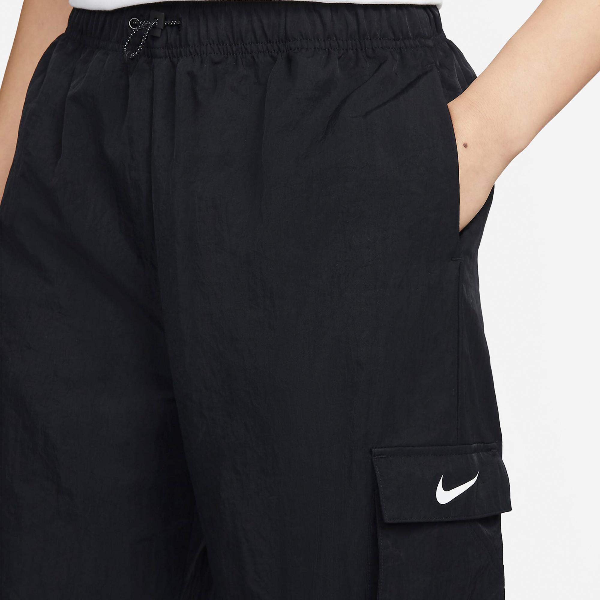 Nike Sportswear Essential Woven High Rise Print Cargo Kadın Siyah Eşofman Altı