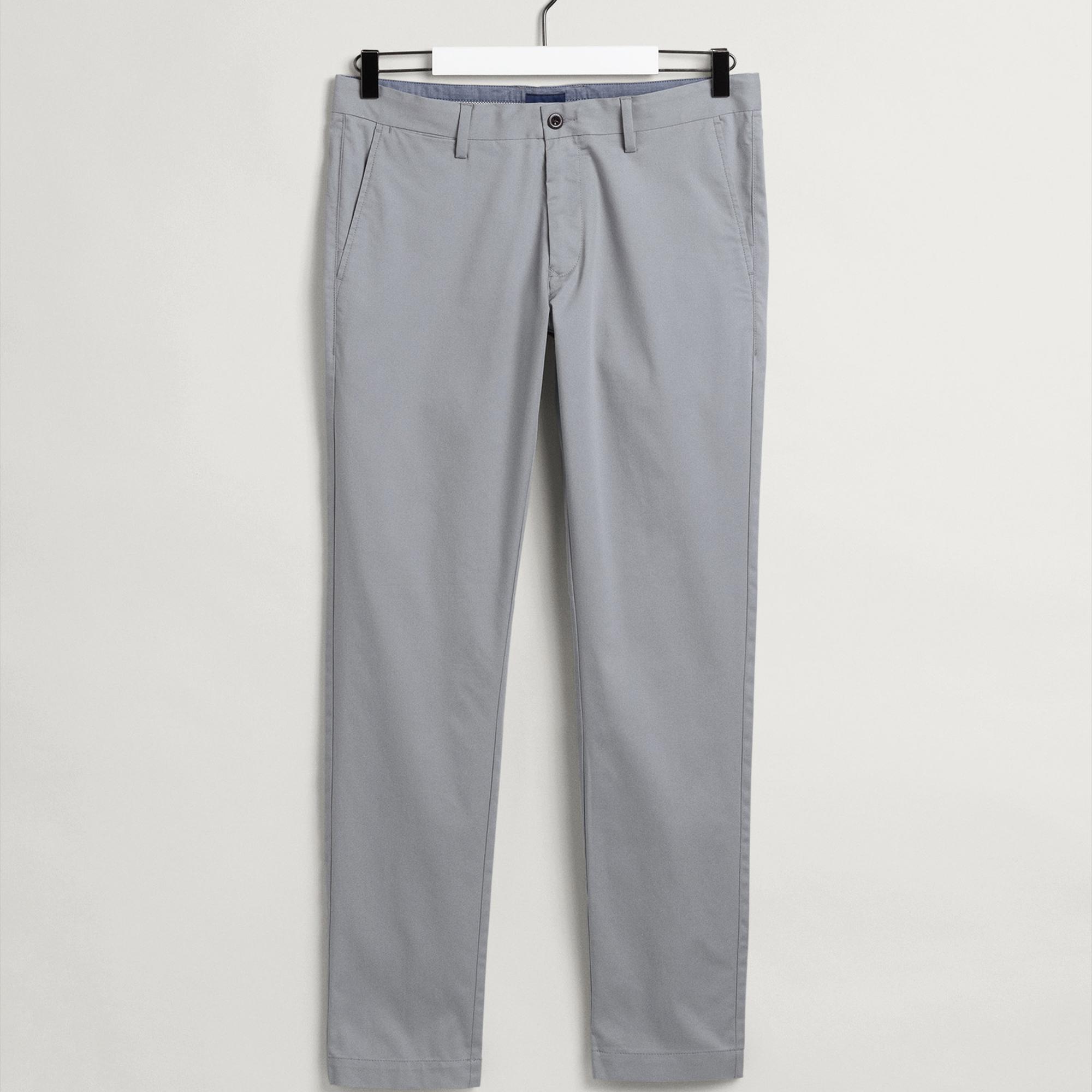 Gant Erkek Gri Slim Fit Hallden Pantolon