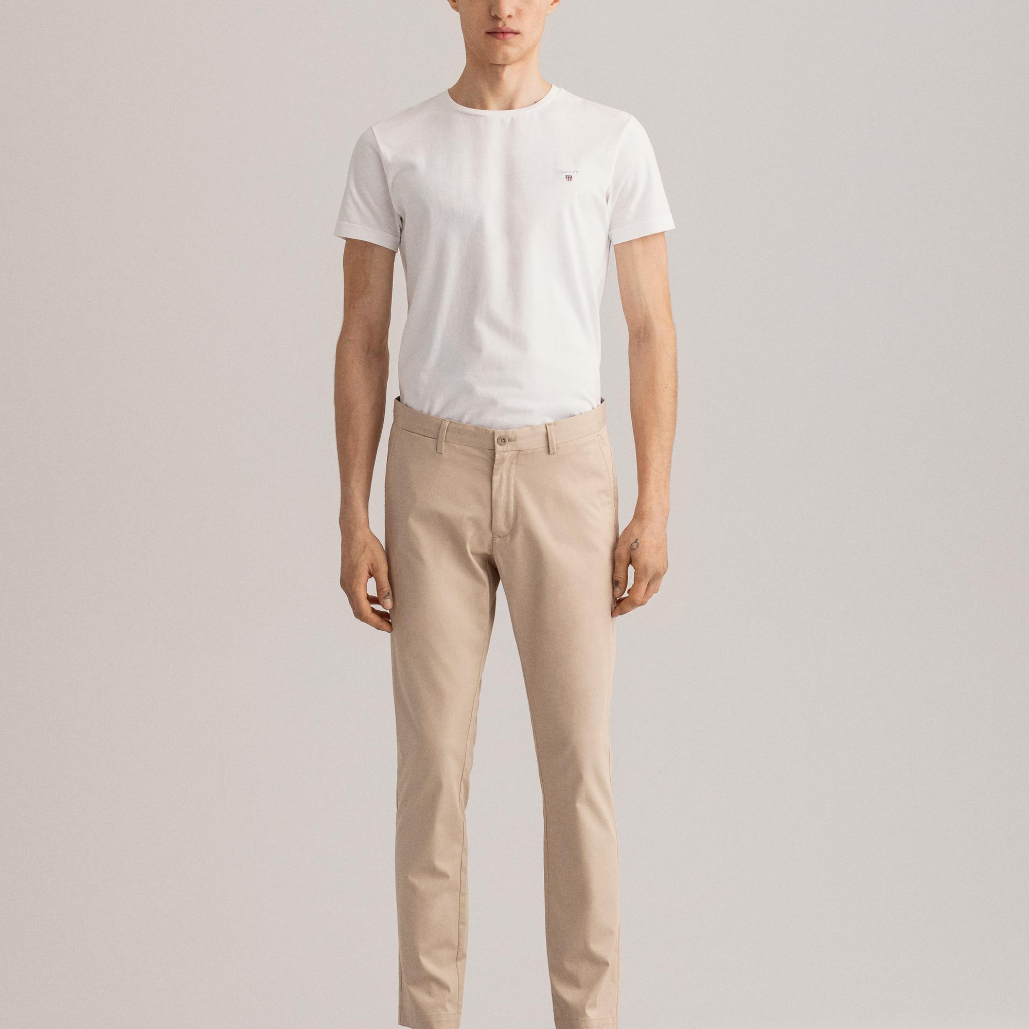 GANT Erkek Bej Slim Fit Hallden Pantolon