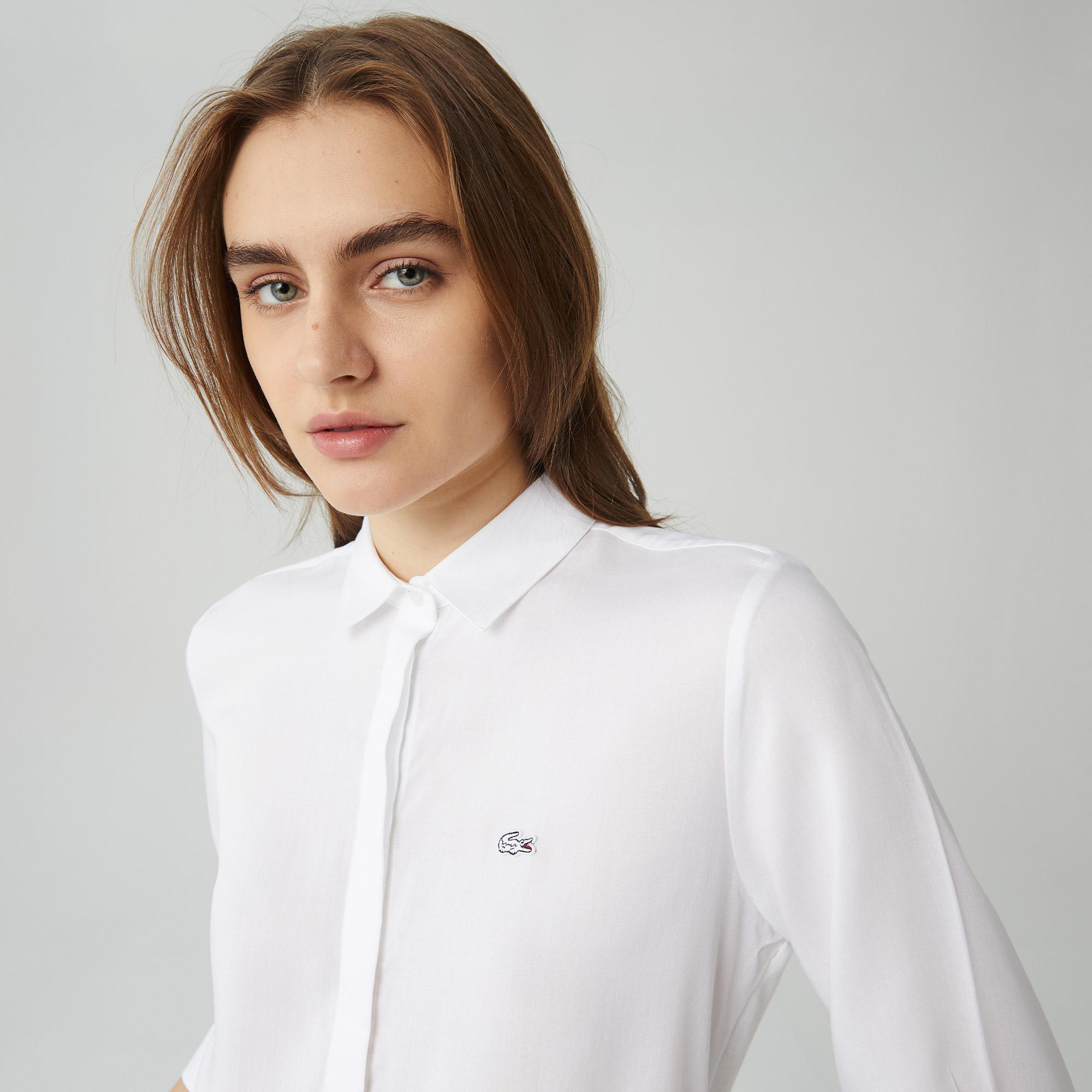 Lacoste Kadın Relaxed Fit Beyaz Gömlek