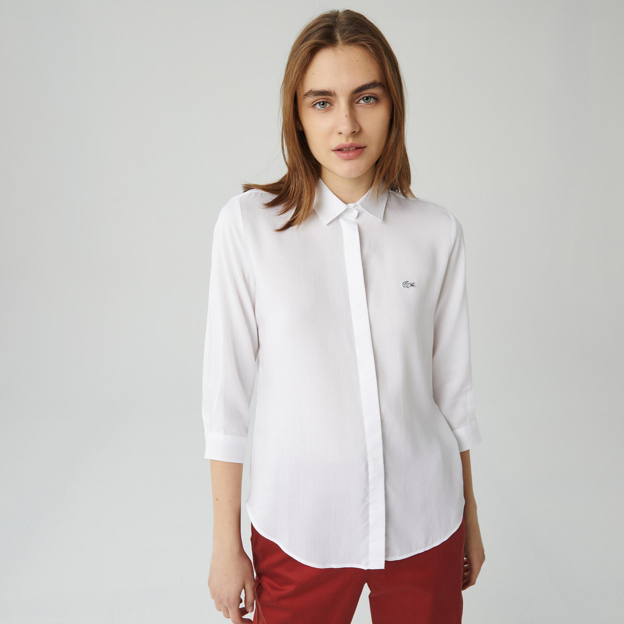 Lacoste Kadın Relaxed Fit Beyaz Gömlek