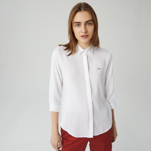  Lacoste Kadın Relaxed Fit Beyaz Gömlek