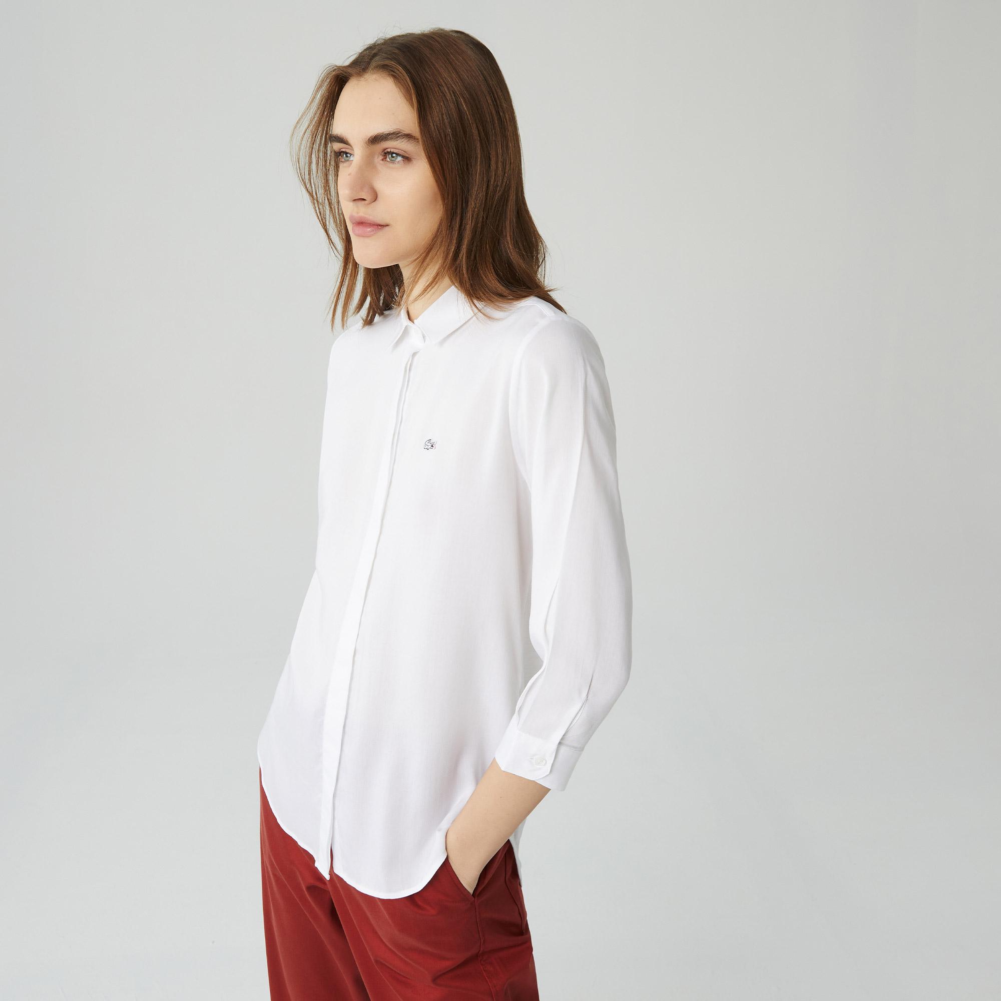 Lacoste Kadın Relaxed Fit Beyaz Gömlek