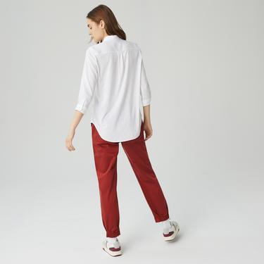  Lacoste Kadın Relaxed Fit Beyaz Gömlek