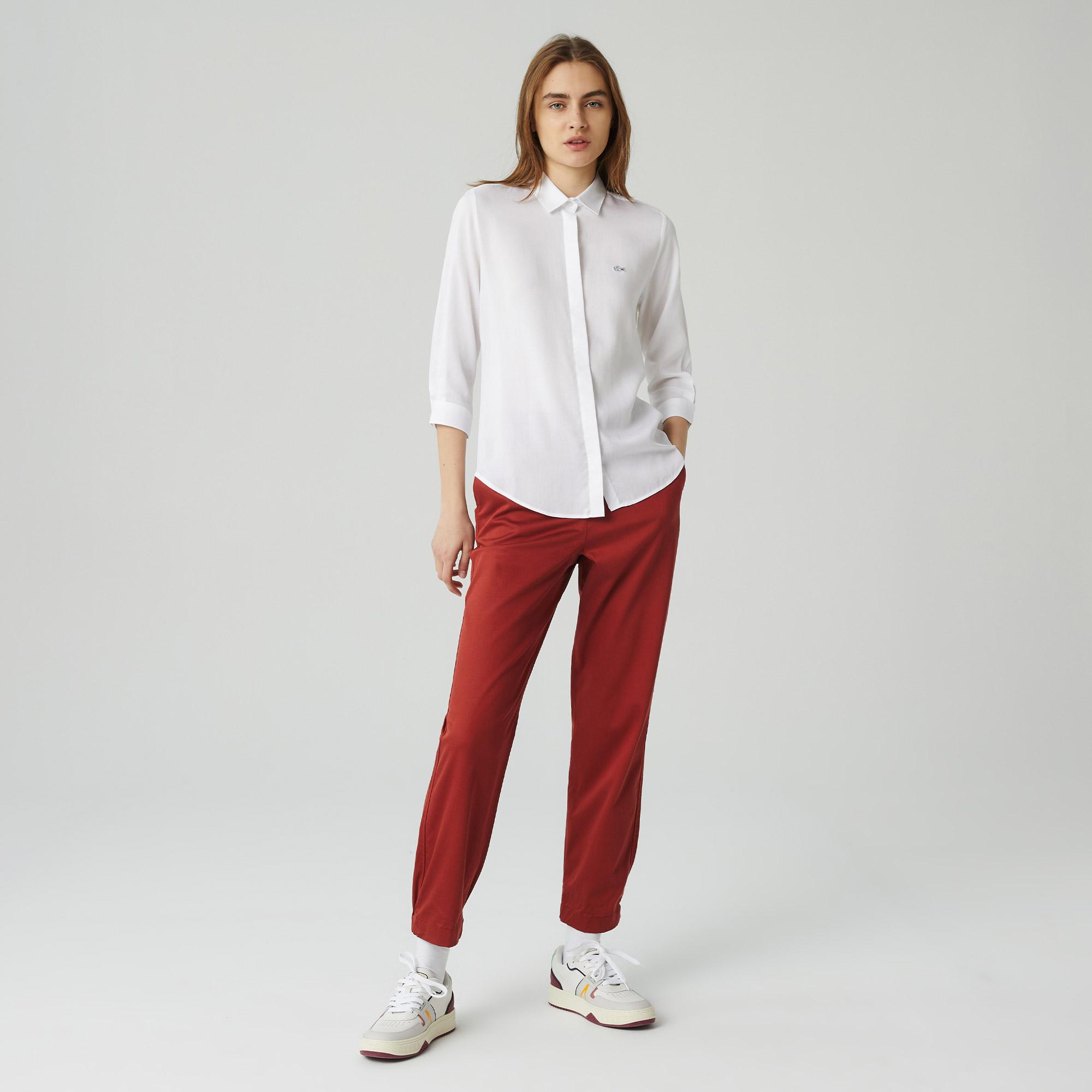 Lacoste Kadın Relaxed Fit Beyaz Gömlek