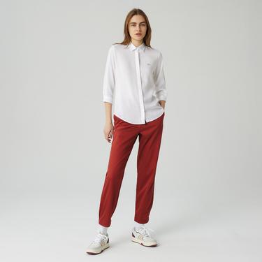  Lacoste Kadın Relaxed Fit Beyaz Gömlek