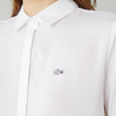  Lacoste Kadın Relaxed Fit Beyaz Gömlek