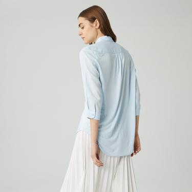  Lacoste Kadın Relaxed Fit Mavi Gömlek