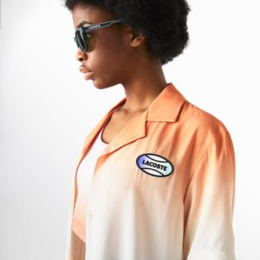  Lacoste L!VE Unisex Relaxed Fit Kısa Kollu Açık Turuncu Gömlek