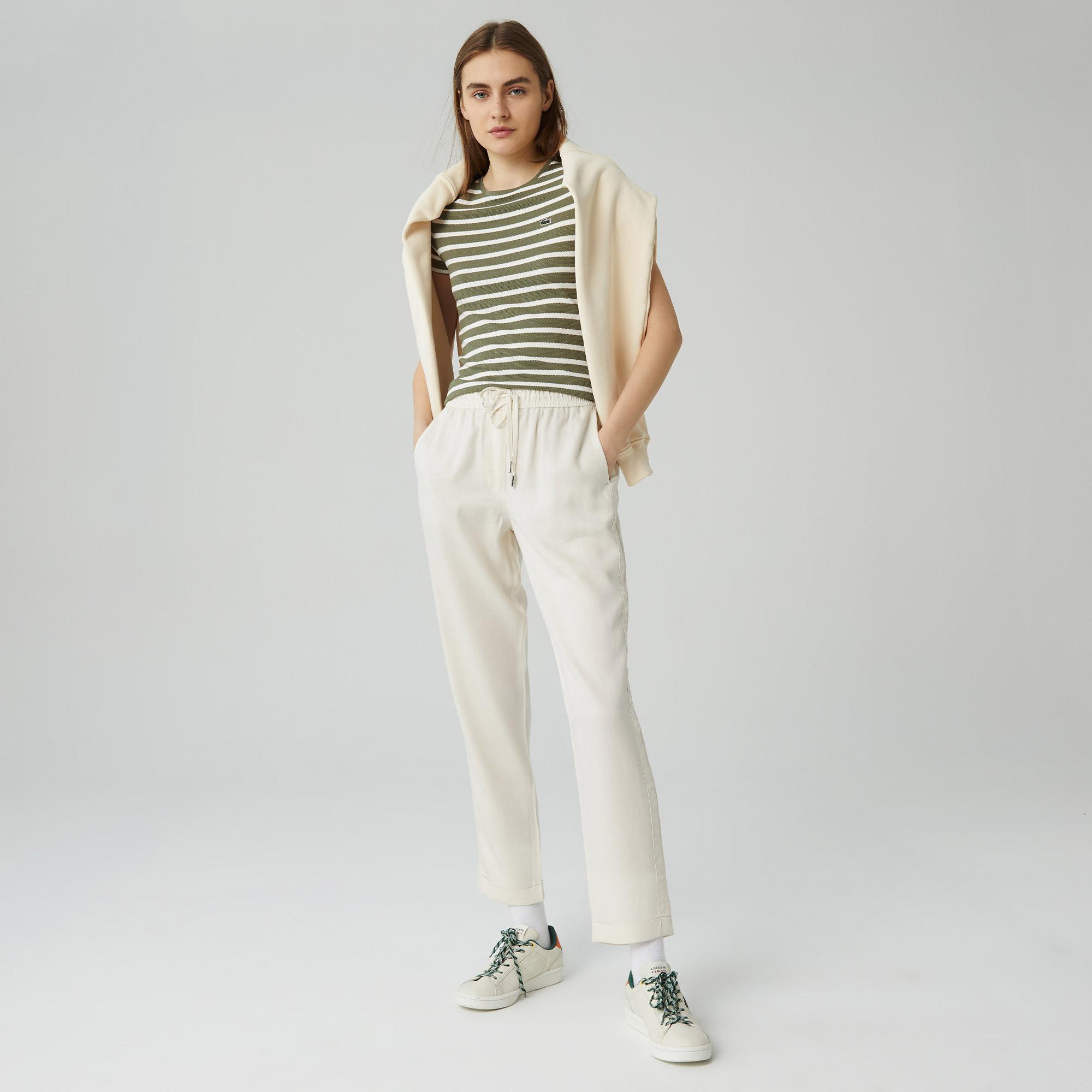 Lacoste Kadın Carrot Fit Beyaz Pantolon