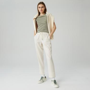  Lacoste Kadın Carrot Fit Beyaz Pantolon