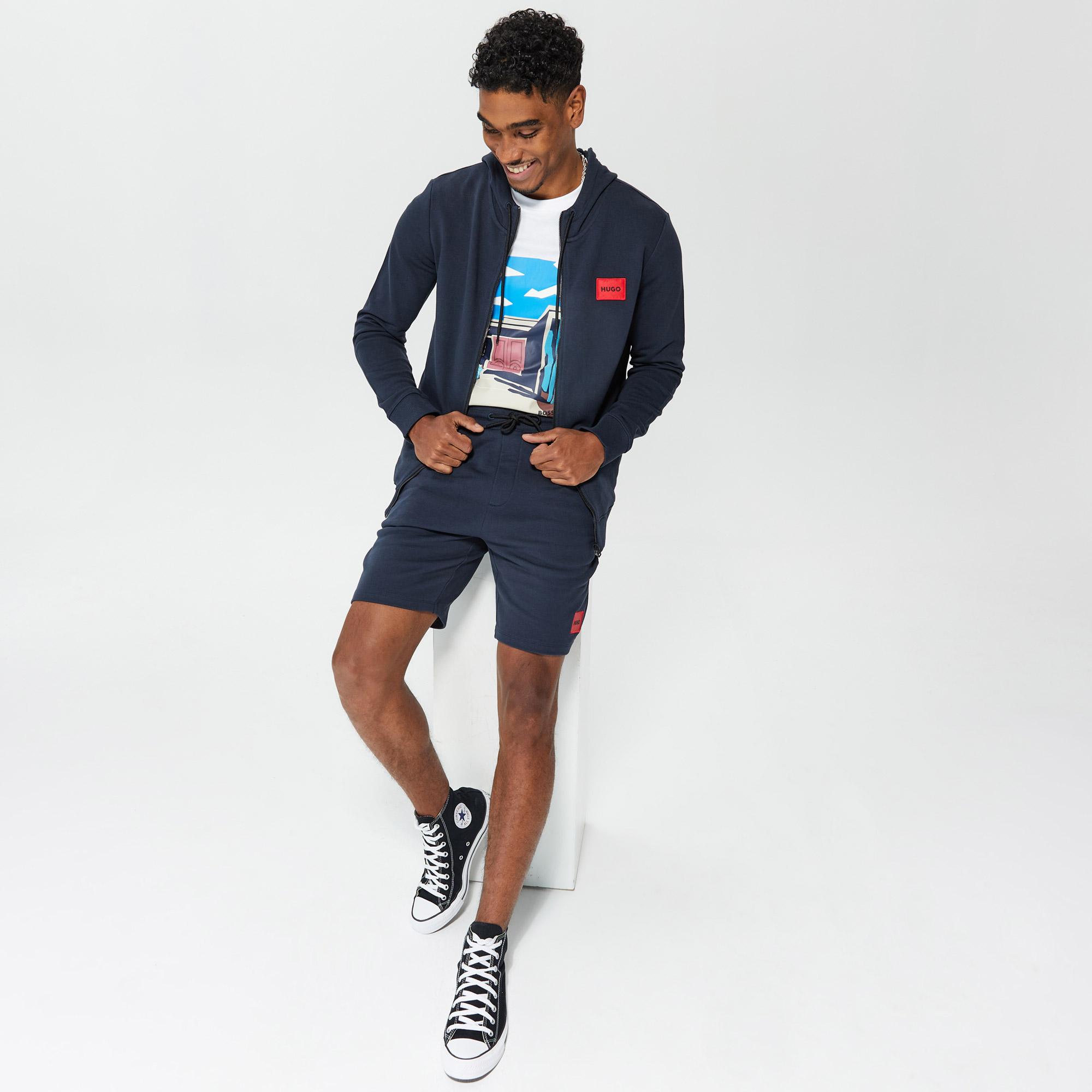 Hugo Daple212 Erkek Lacivert Hoodie Sweatshirt