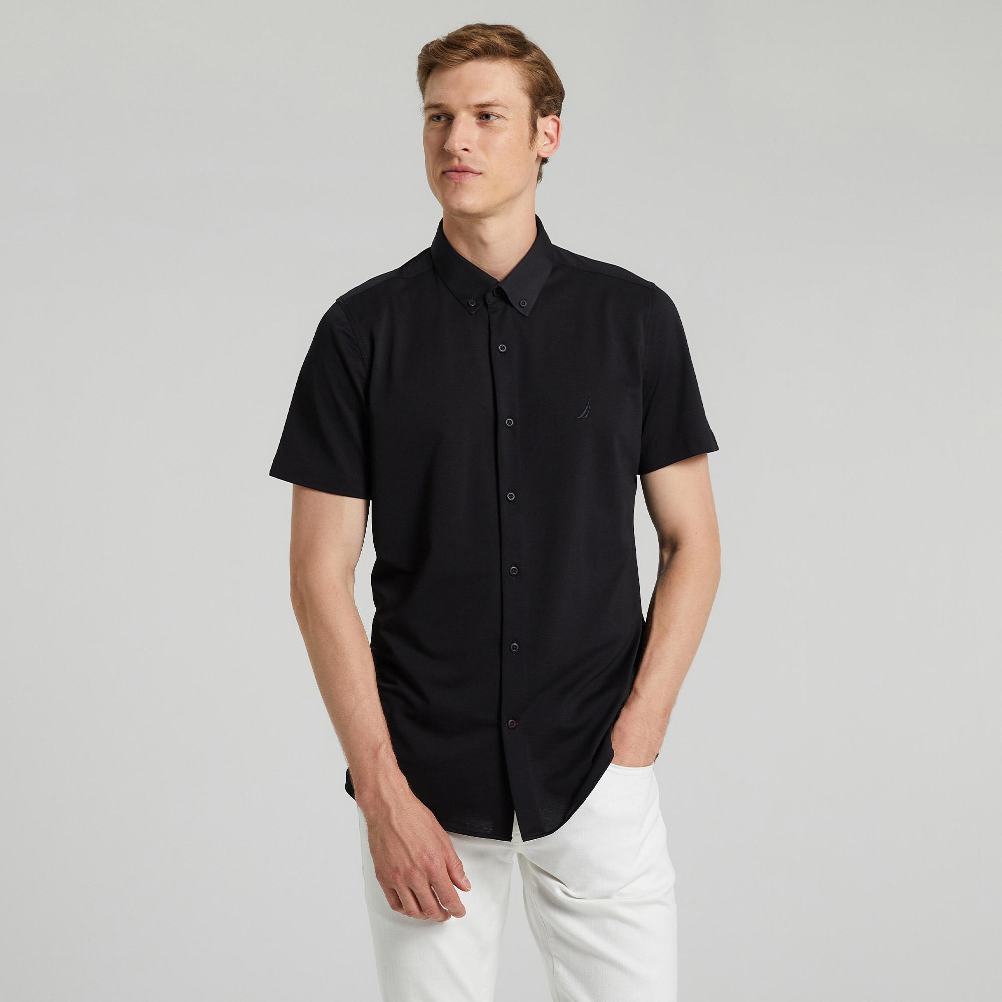Nautica Erkek Siyah Slim Fit Kısa Kollu Gömlek