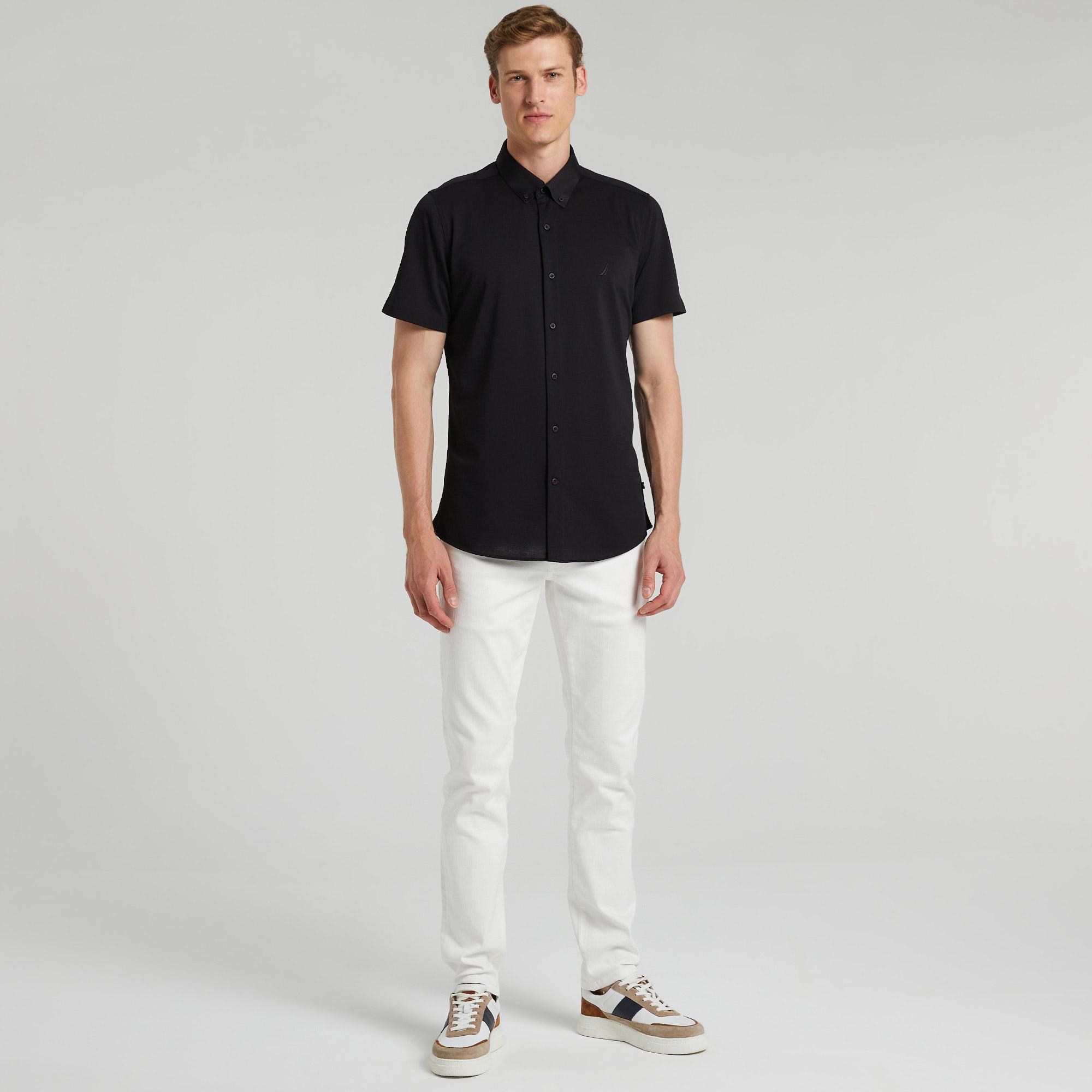 Nautica Erkek Siyah Slim Fit Kısa Kollu Gömlek