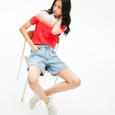 Lacoste Kadın Regular Fit Mavi Denim Bermuda