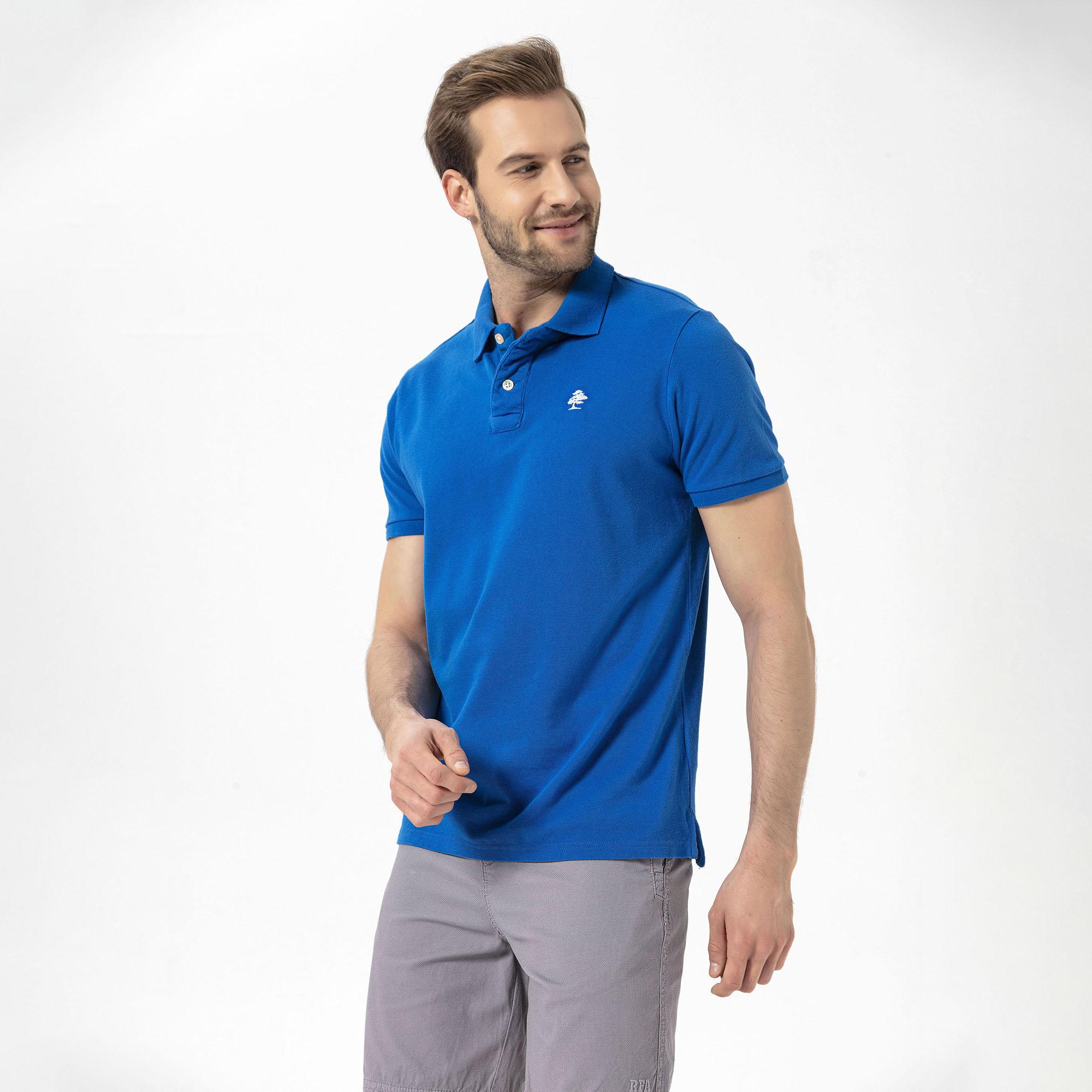 Routefield Patriot Erkek Mavi Polo Tişört