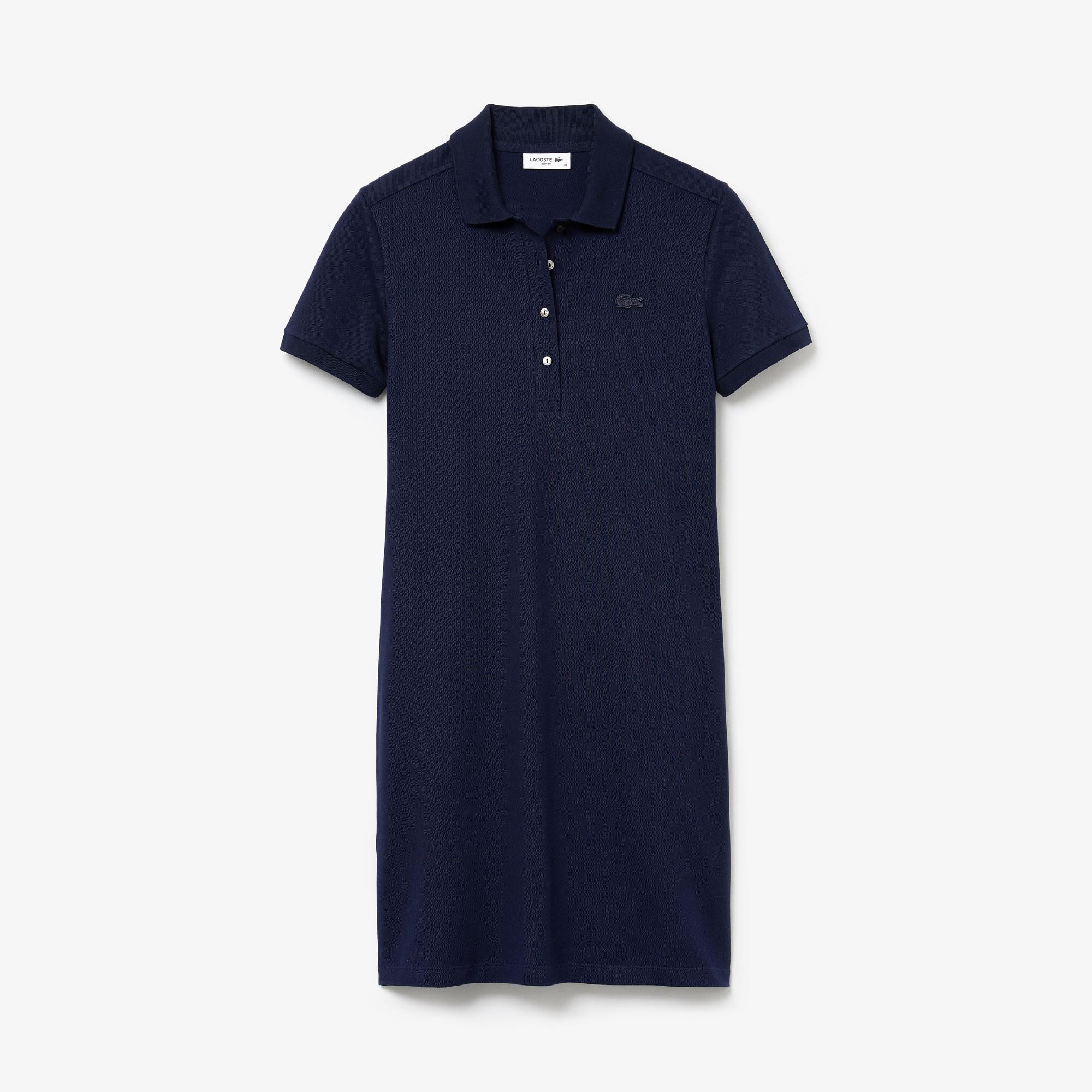 Lacoste Kadın Slim Fit Kısa Kollu Polo Yaka Lacivert Elbise