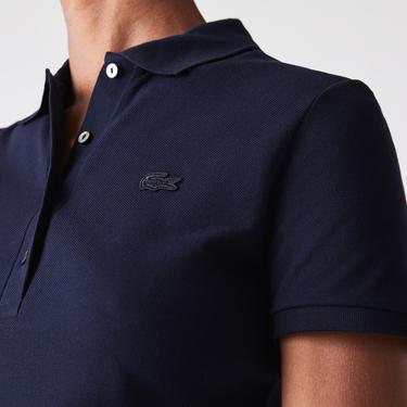  Lacoste L.12.D Kadın Slim Fit Lacivert Polo