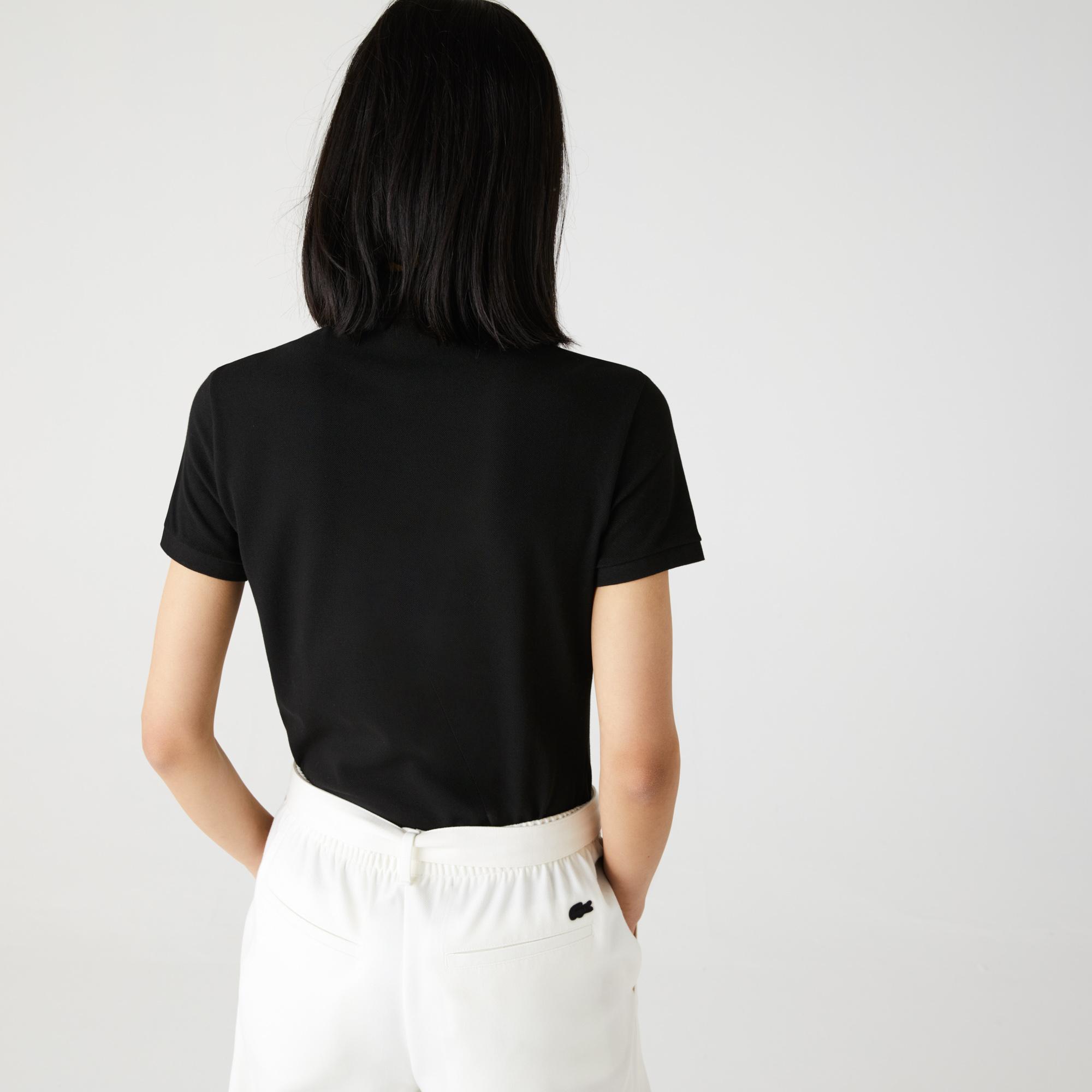 Lacoste L.12.D Kadın Slim Fit Siyah Polo