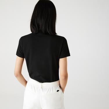  Lacoste L.12.D Kadın Slim Fit Siyah Polo