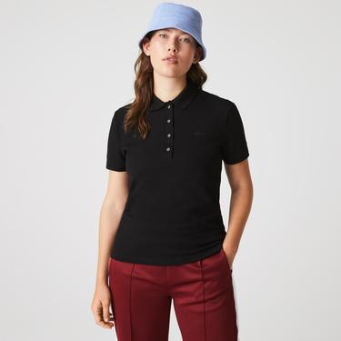  Lacoste L.12.D Kadın Slim Fit Siyah Polo