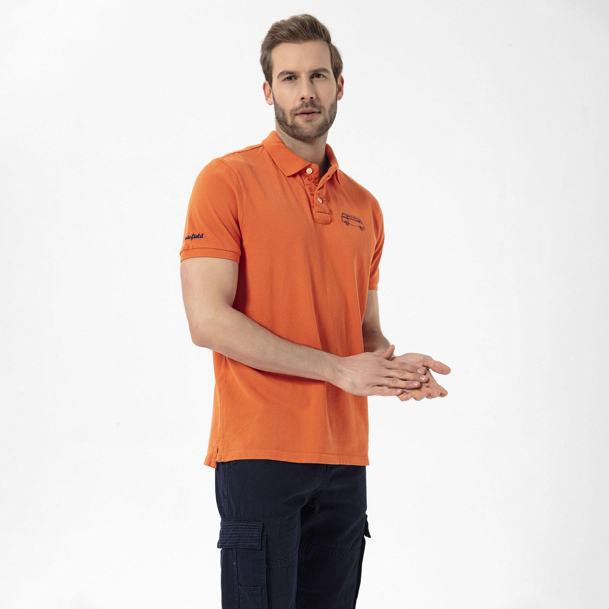 Routefield Post Erkek Turuncu Polo Tişört