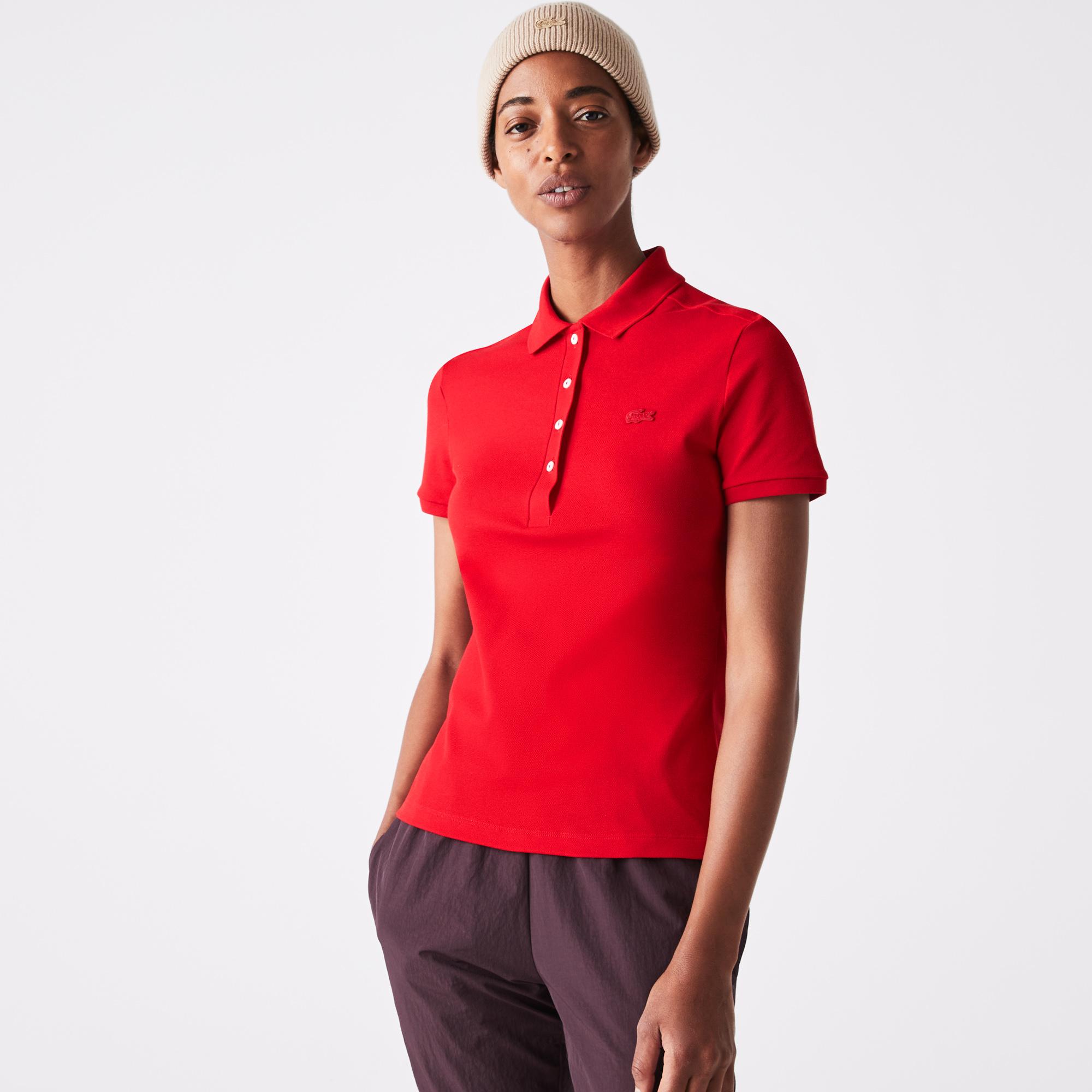 Lacoste Kadın Slim Fit Kırmızı Polo