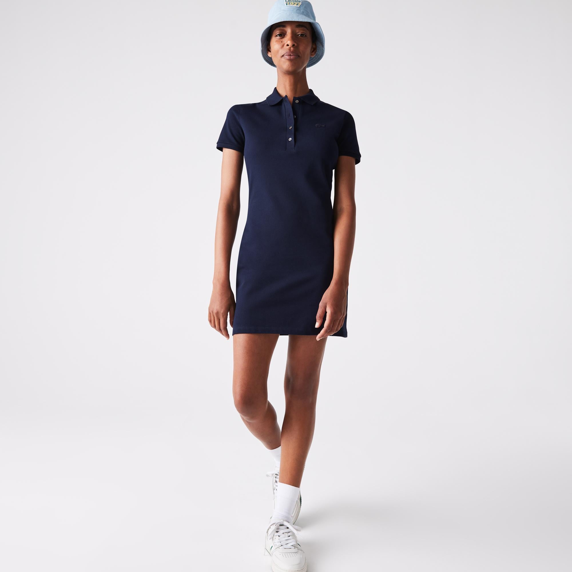 Lacoste Kadın Slim Fit Kısa Kollu Polo Yaka Lacivert Elbise