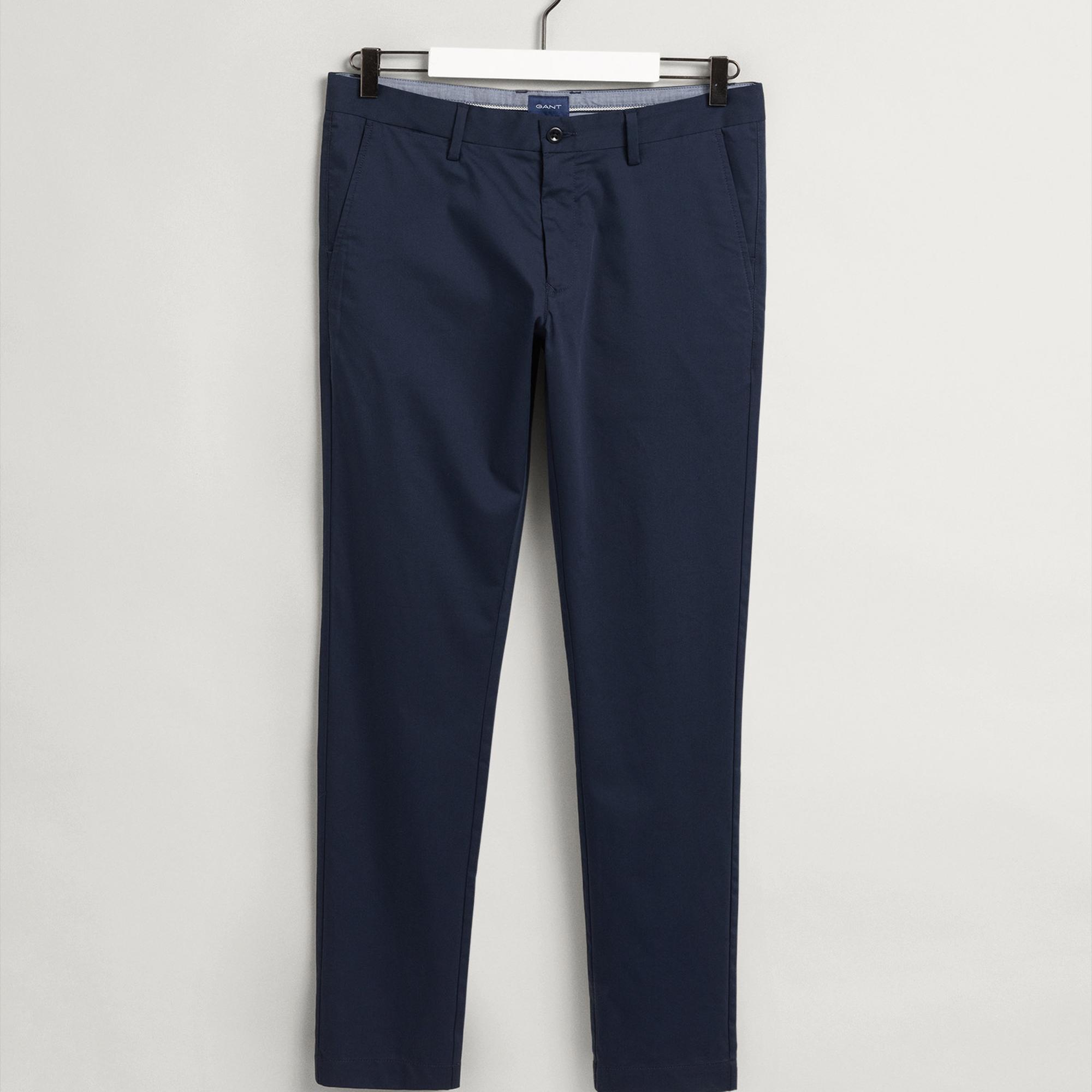 GANT Erkek Lacivert Slim Fit Hallden Pantolon