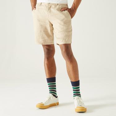  Lacoste Erkek Slim Fit Keten Bej Bermuda