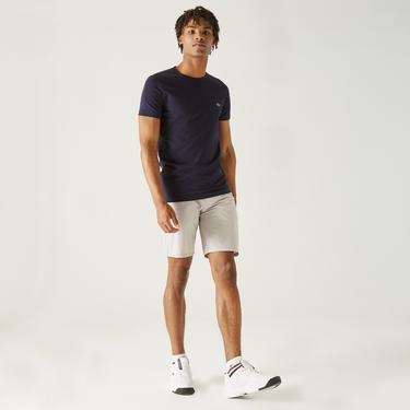  Erkek Slim Fit Bisiklet Yaka Lacivert T-Shirt