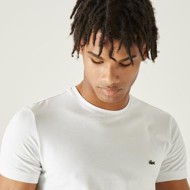  Lacoste Erkek Slim Fit Bisiklet Yaka Beyaz T-Shirt