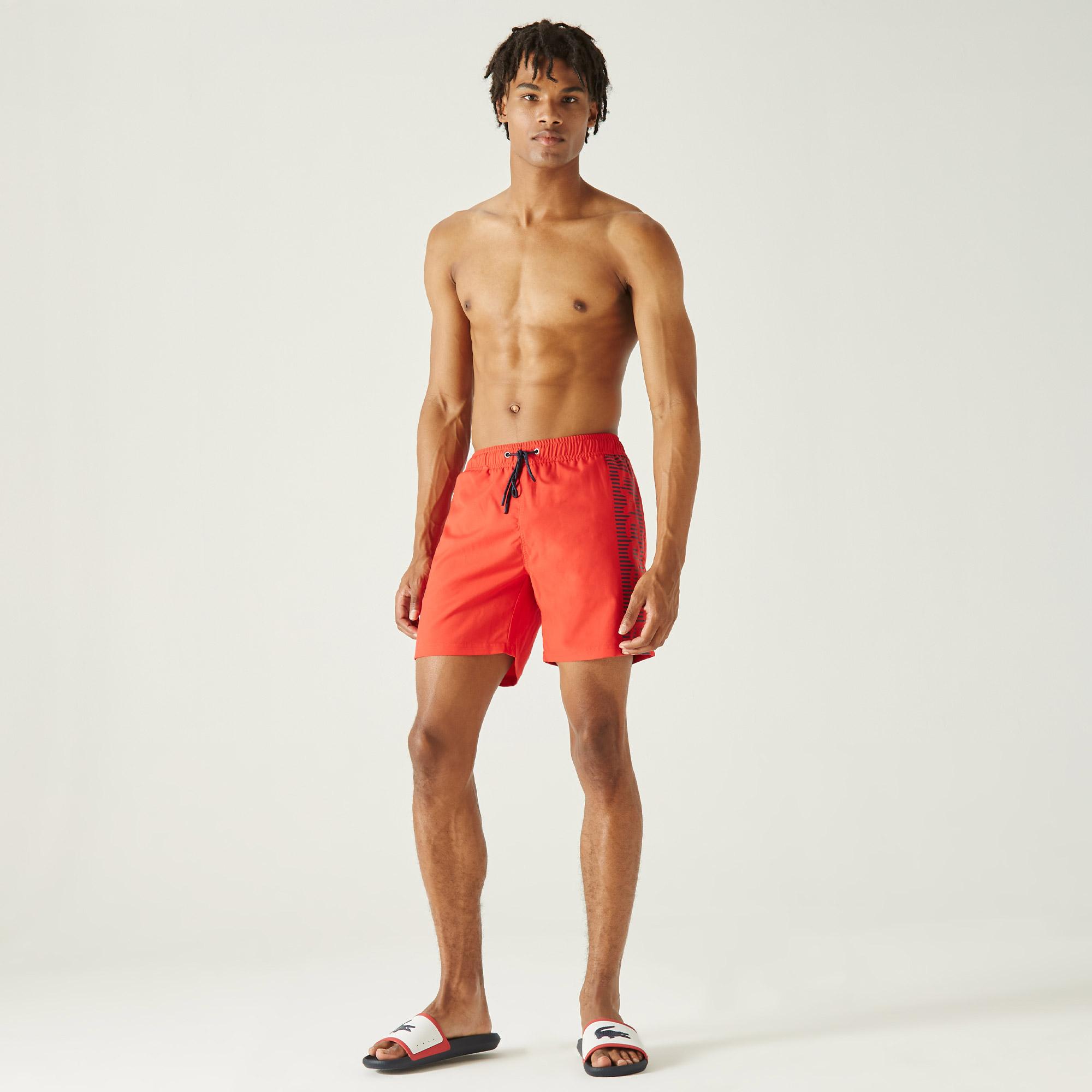 Lacoste Erkek Baskılı Kırmızı Mayo Şort