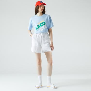  Lacoste Kadın Relaxed Fit Beyaz Şort