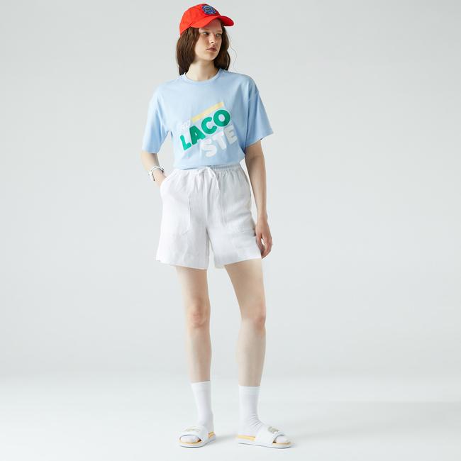  Lacoste Kadın Relaxed Fit Beyaz Şort