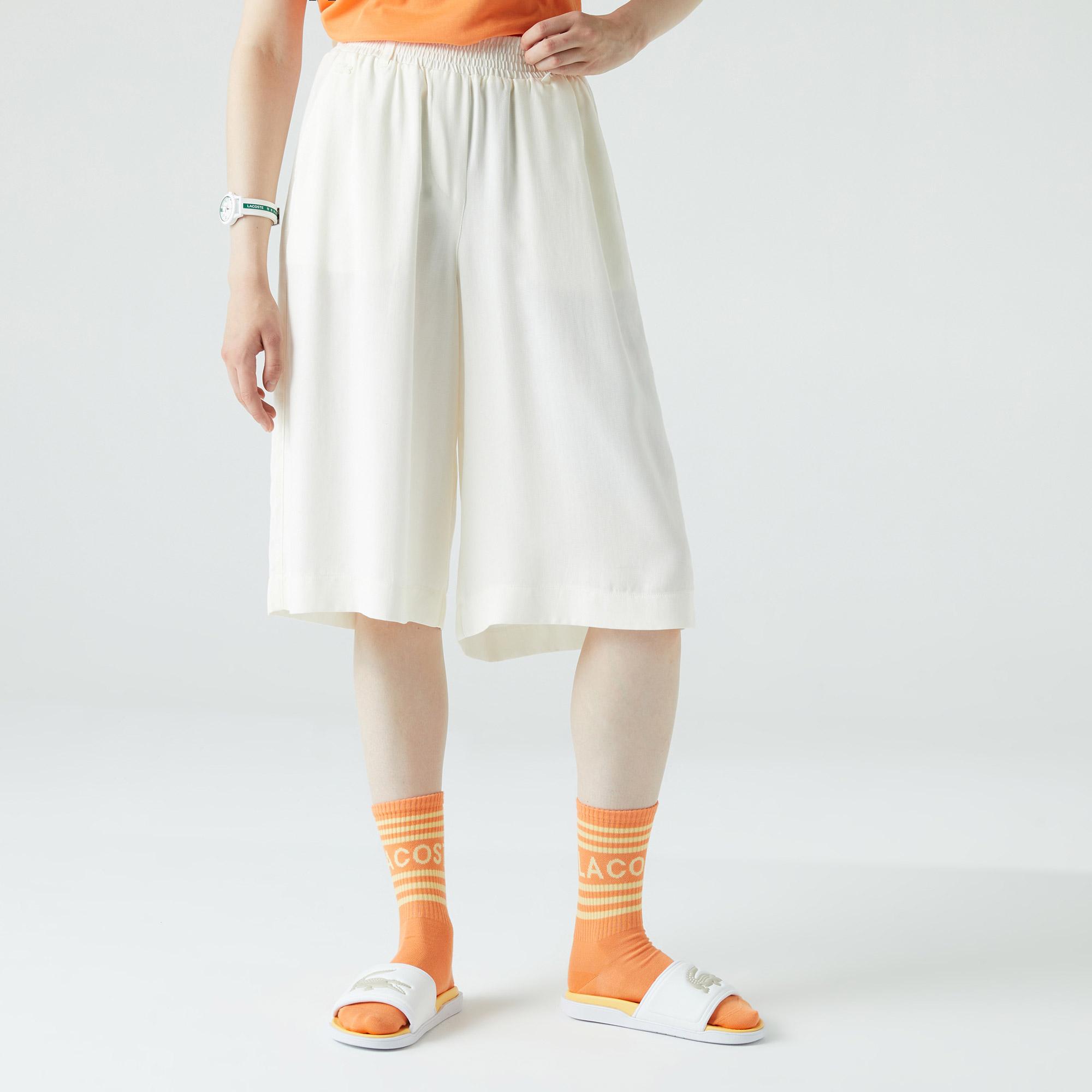 Kadın Relaxed Fit Beyaz Bermuda