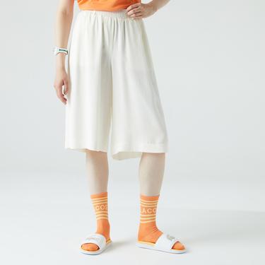  Kadın Relaxed Fit Beyaz Bermuda