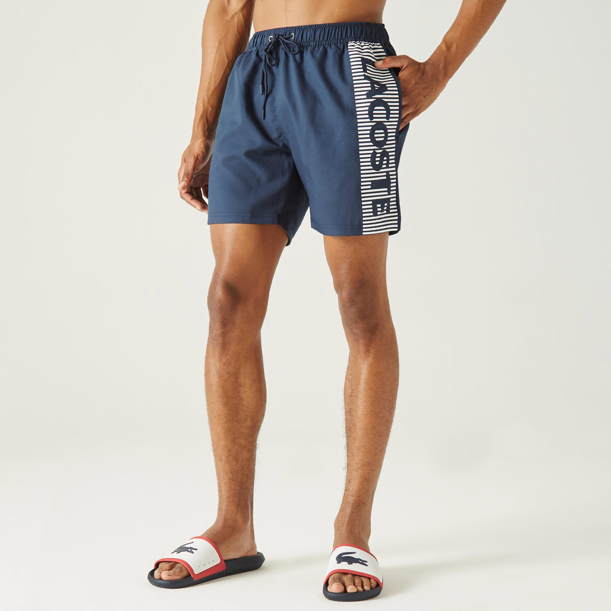 Lacoste Erkek Baskılı Lacivert Mayo Şort