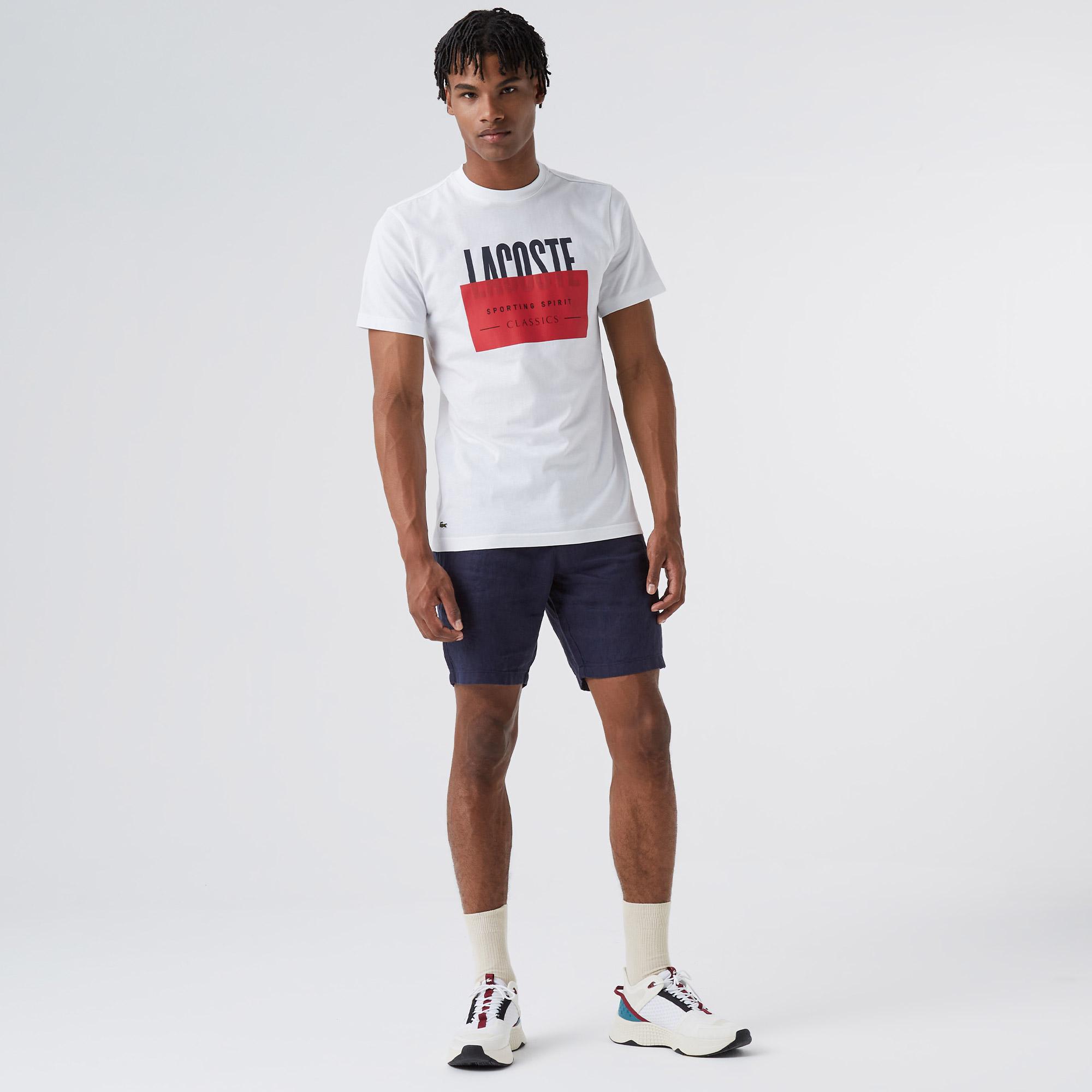 Lacoste Erkek Slim Fit Keten Lacivert Bermuda