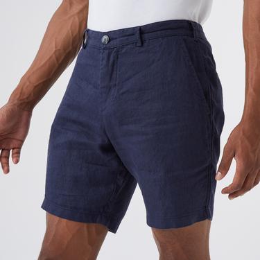  Lacoste Erkek Slim Fit Keten Lacivert Bermuda