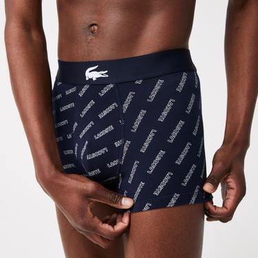  Lacoste Erkek Desenli 3'lü Lacivert Boxer