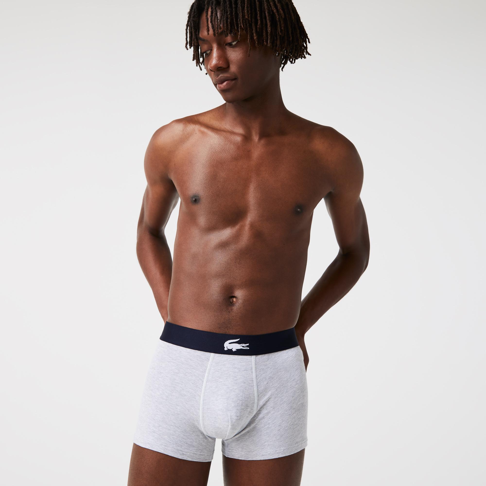 Lacoste Erkek Desenli 3'lü Lacivert Boxer